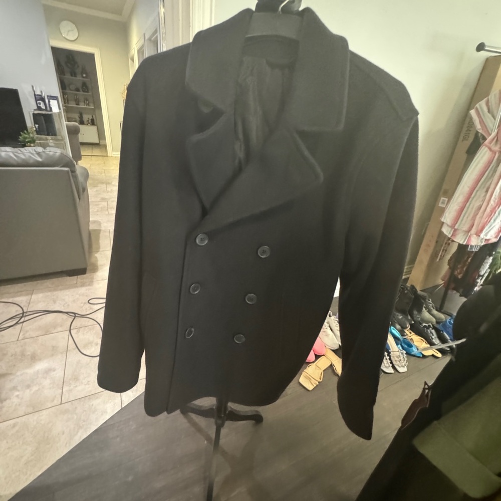 Men black pea coat. Size XL
